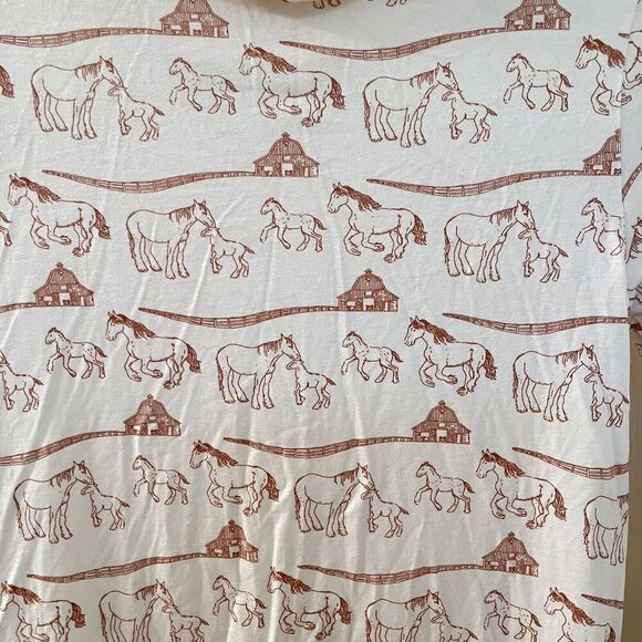 Kate Quinn Bamboo Winter Horse Family Print Turtleneck Long Sleeve Top Size 7 - Picture 13 of 14